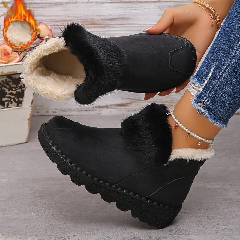 Large size thick-soled fluffy snow boots for women, new winter plush thickened warm snow boots for women