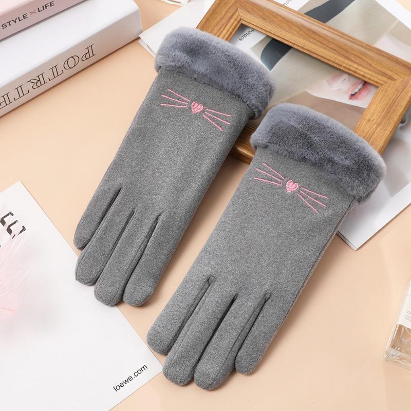 Fleecehandschuhe, Damen Herbst und Winter verdickt warm Reiten Kälte Fahren niedlich Kaninchen Samt Winter warme Handschuhe