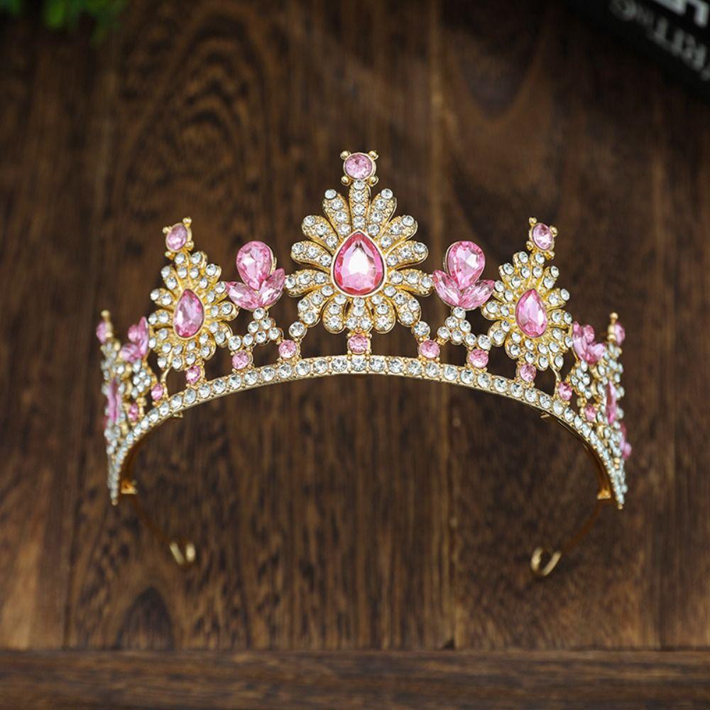 Multicolor Baroque Pageant Crown Luxury Queen Princess Tiara Bridal Crown  Wedding Party Supplies