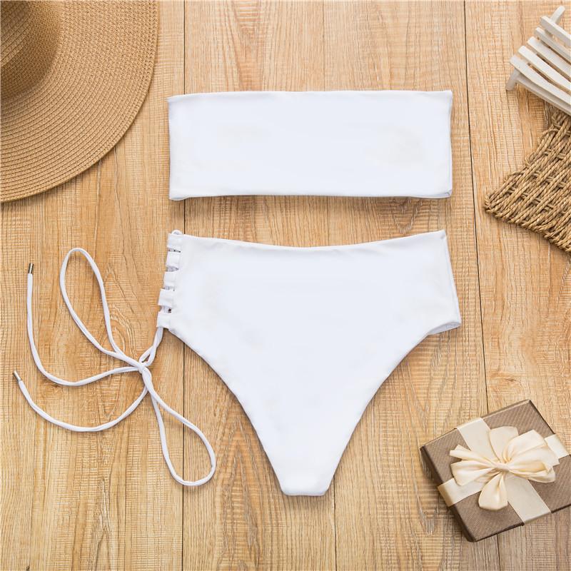 White Push Up Swimsuit Summer Beach Bikini Set High Waist Solid Swimming Suit Women Swimwear Leopard Print Bathing Suits