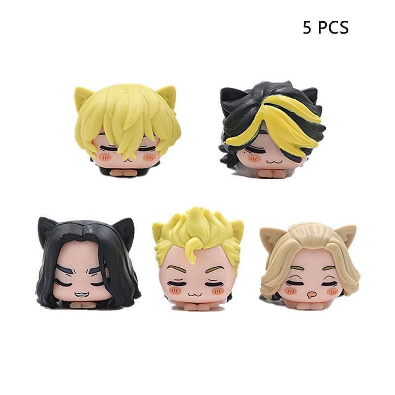 5-piece Tokyo Avenger Cat-ear Sleeping Handmade Pvc Figures Set