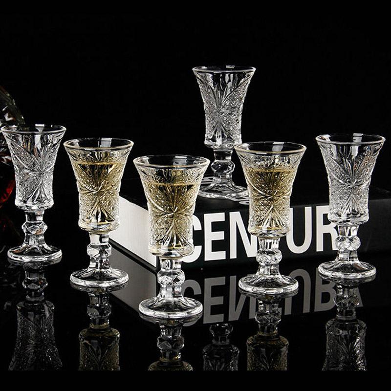 6pcsx34/45ML Lead Free European Design Chinese Old Fashioned Shot Glasses for Liquor Vodka Spirit Drinkware