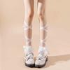 Women Japanese Ballet JK Sweet Ruffle Lace Cotton Crew Socks Elegant Ribbon Tie Bandage Solid Color Ankle Socks Hosiery