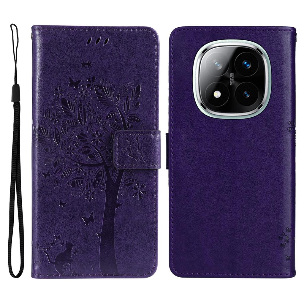 For Xiaomi Redmi Note 14 Pro+ 5G/Note 14 Pro 5G/Poco X7 5G Phone Case with Stand Cat Tree Pattern Leather Wallet Mobile Cover