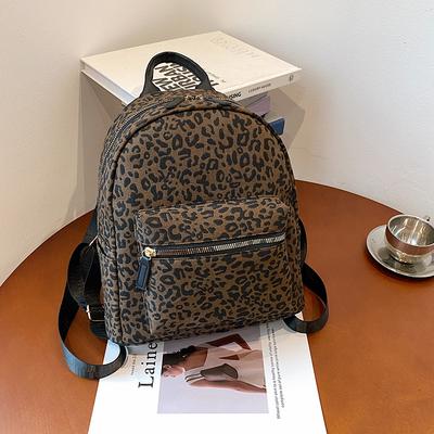 Schoolbag Trend Leopard Print Backpack 1011 New School Bag Fashion Hand Carry Backpack European and American Retro Travel Backpack