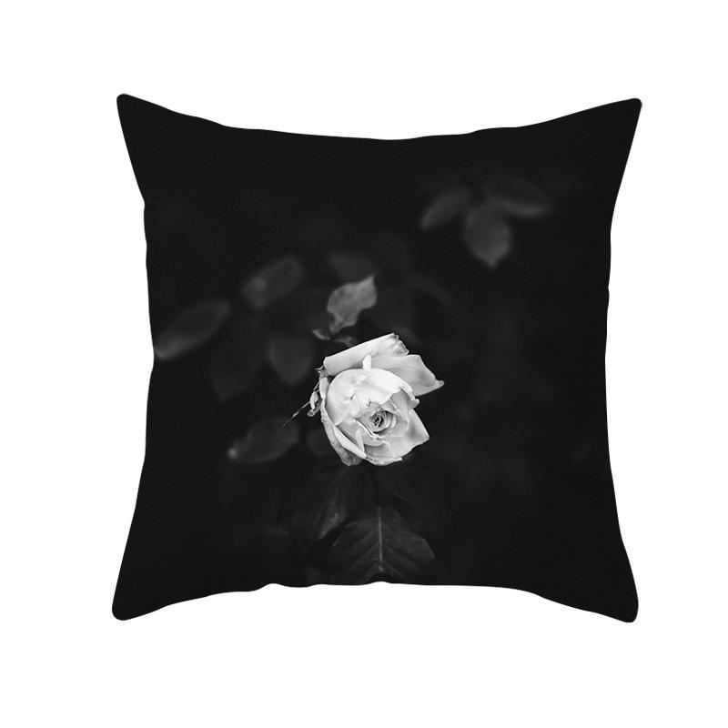 Black Rose Peach Skin Pillow Cover Car Pillow Cover Sofa Cushion Cover for Home Use