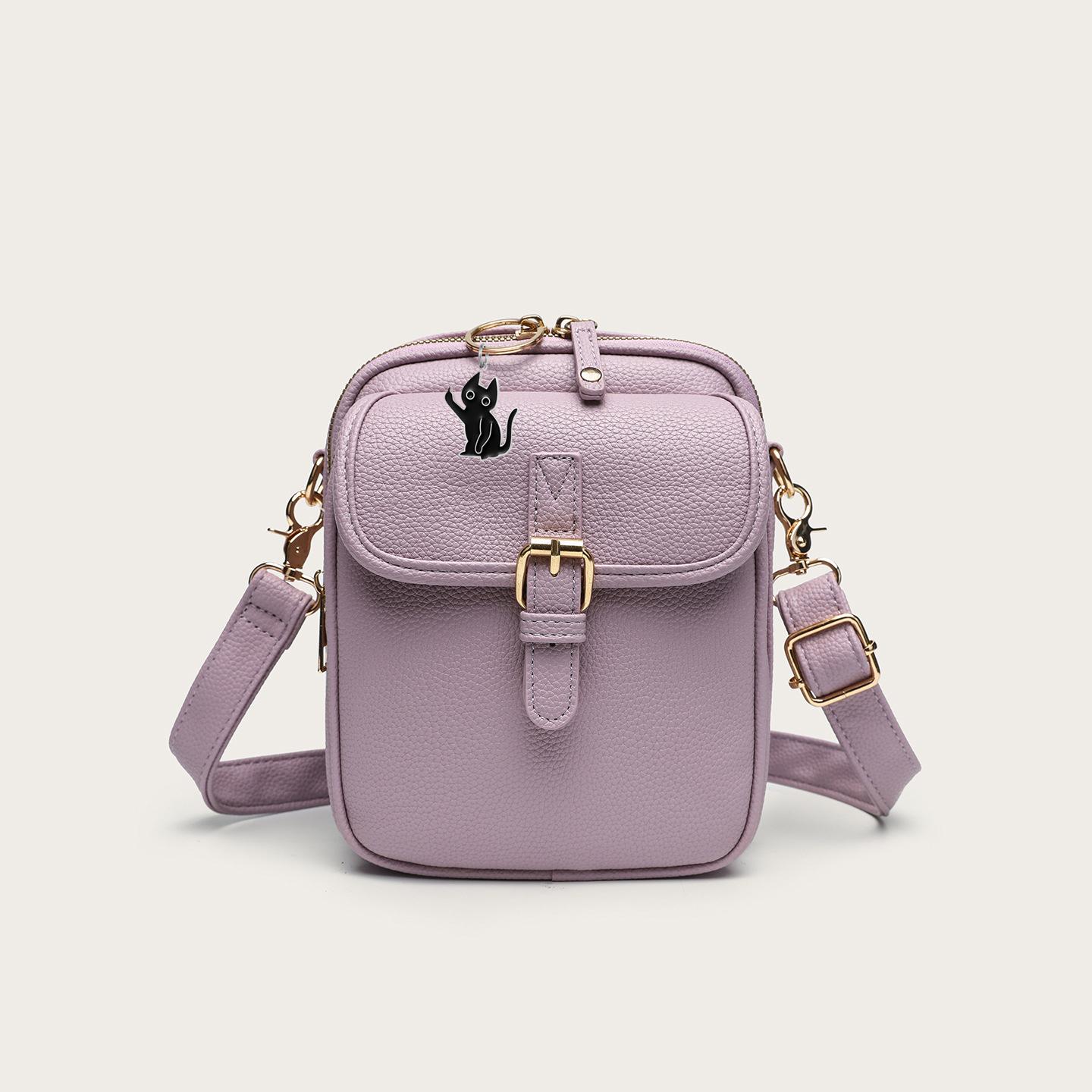 Balailuo Retro Leren Dames Messenger Bag met Verstelbare Afneembare Riem Anti-diefstal Crossbody Leren Telefoontas Vintage Grote Capaciteit paars