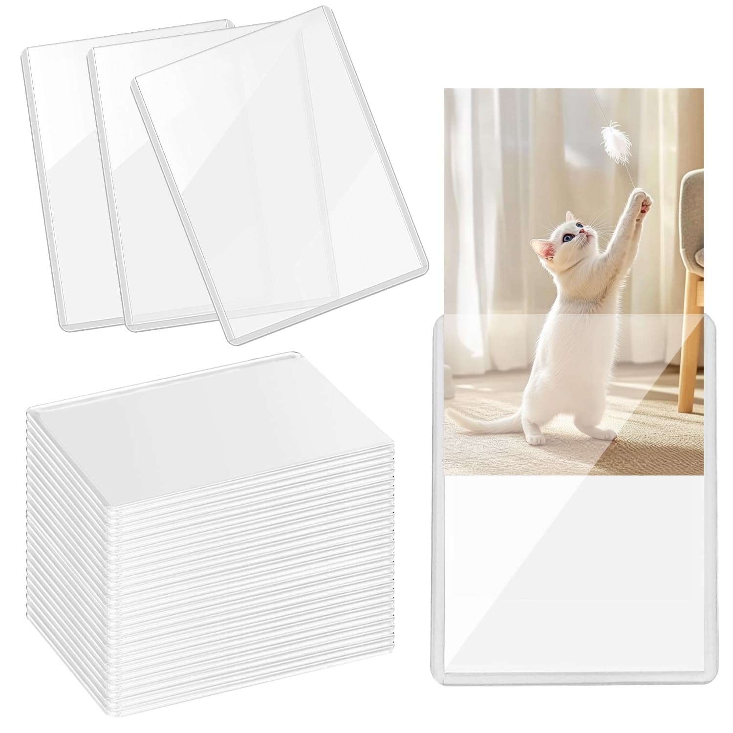 

Вертикальний жорсткий прозорий захисний кейс для зберігання карток Pokemon та колекційних, стійкий до подряпин та згинань. Ідеально підходить для колекційних предметів, завантажувач, набір з 30 штук,