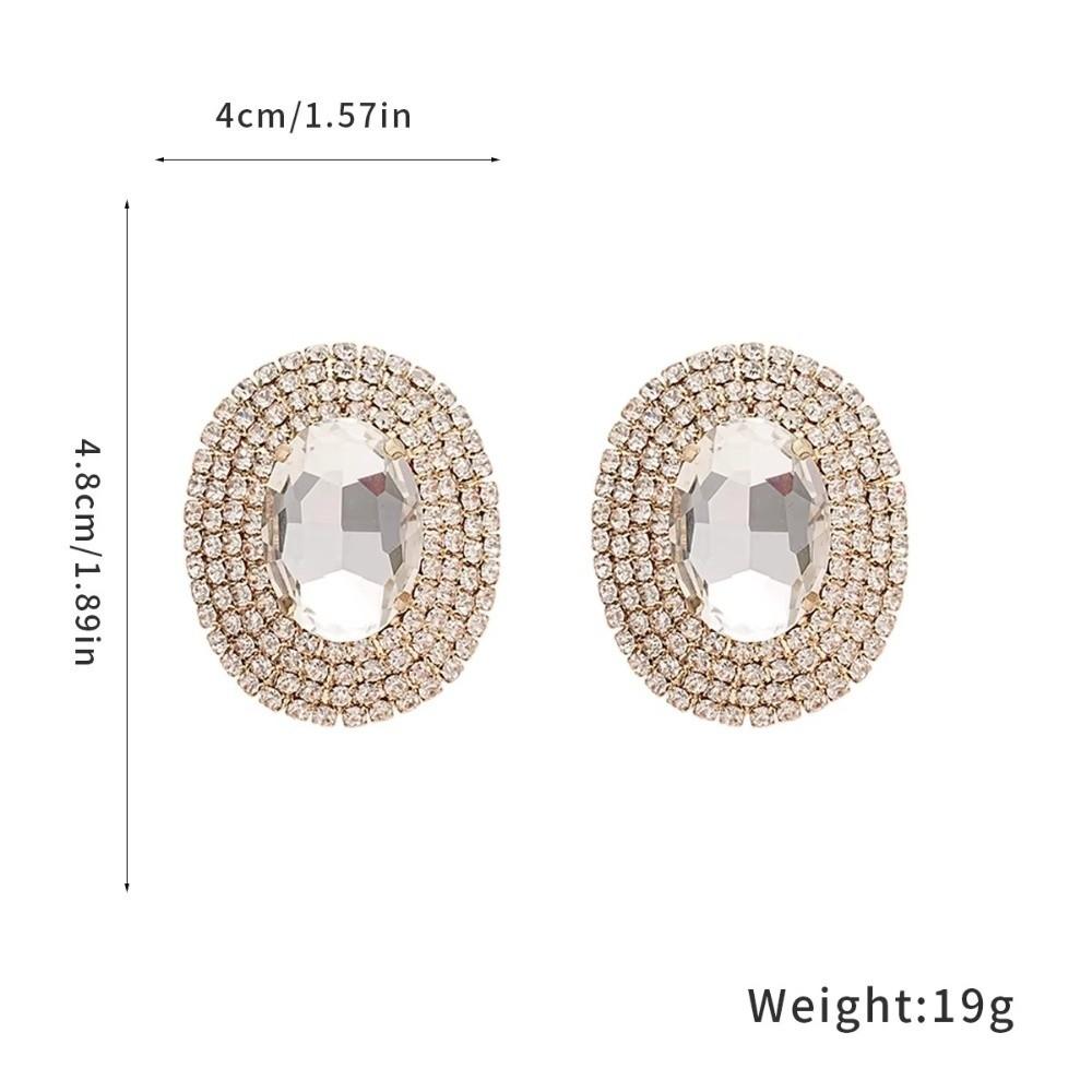 Elegant Oval Crystal Earrings Rhinestone Bling Oval Earrings Large Copper Copper Chain Earrings All Season Wear