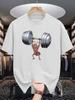 Unisexs Summer 100 Cotton Fashion Creative Weightlifting Pattern Printed Casual Sports Loose Round Neck Short Sleeve Tshirt