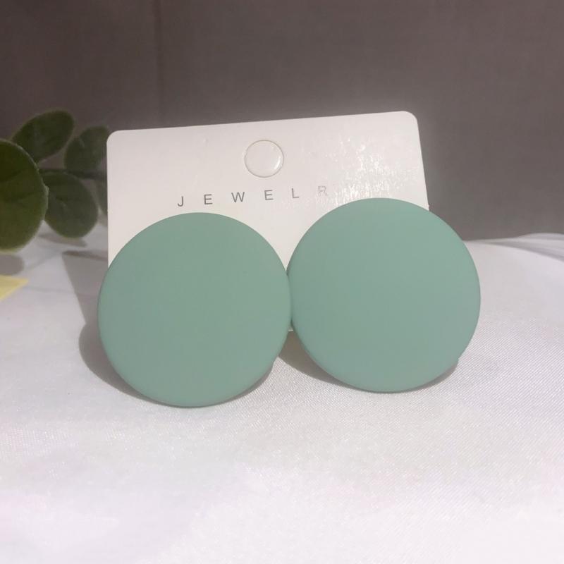 Европа И Соединенные Штаты Темперамент Акриловые Квадратные Серьги Конфетный Цвет Индивидуальный Характер Модные Круглые Серьги-Гвоздики Gray-green circle