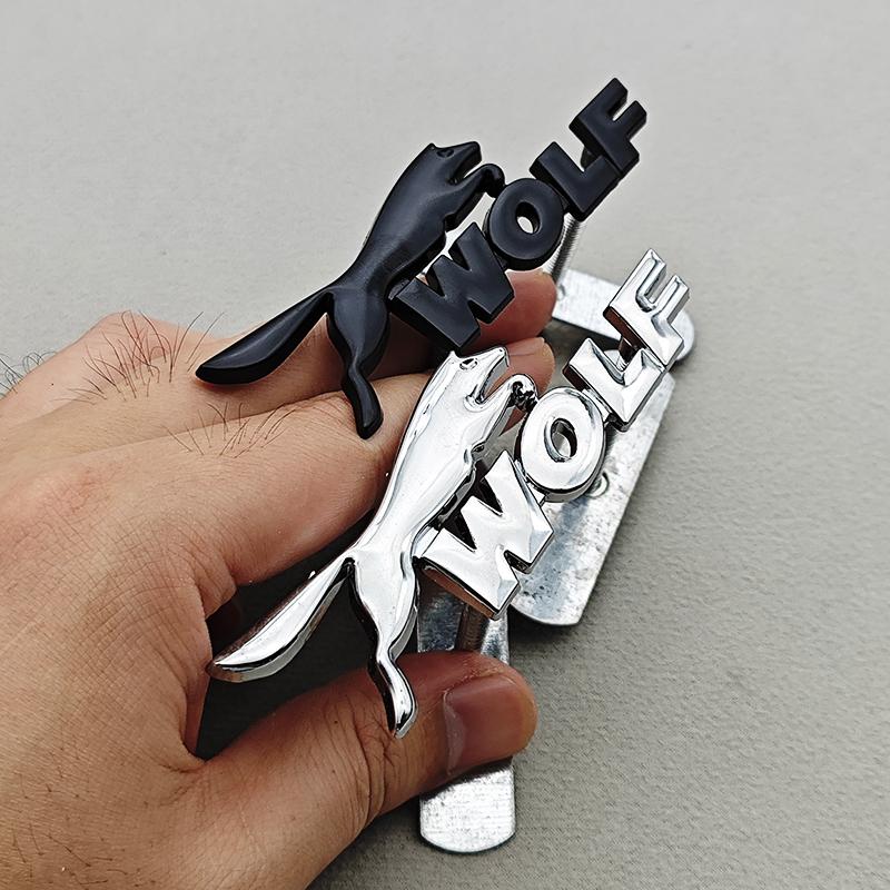 Cjdlpw1 3D Metal Black Chrome Logo Wolf Car Front Grille Badge Emblem For Ford Foucs ST Mustang GT Universal Auto Accessories