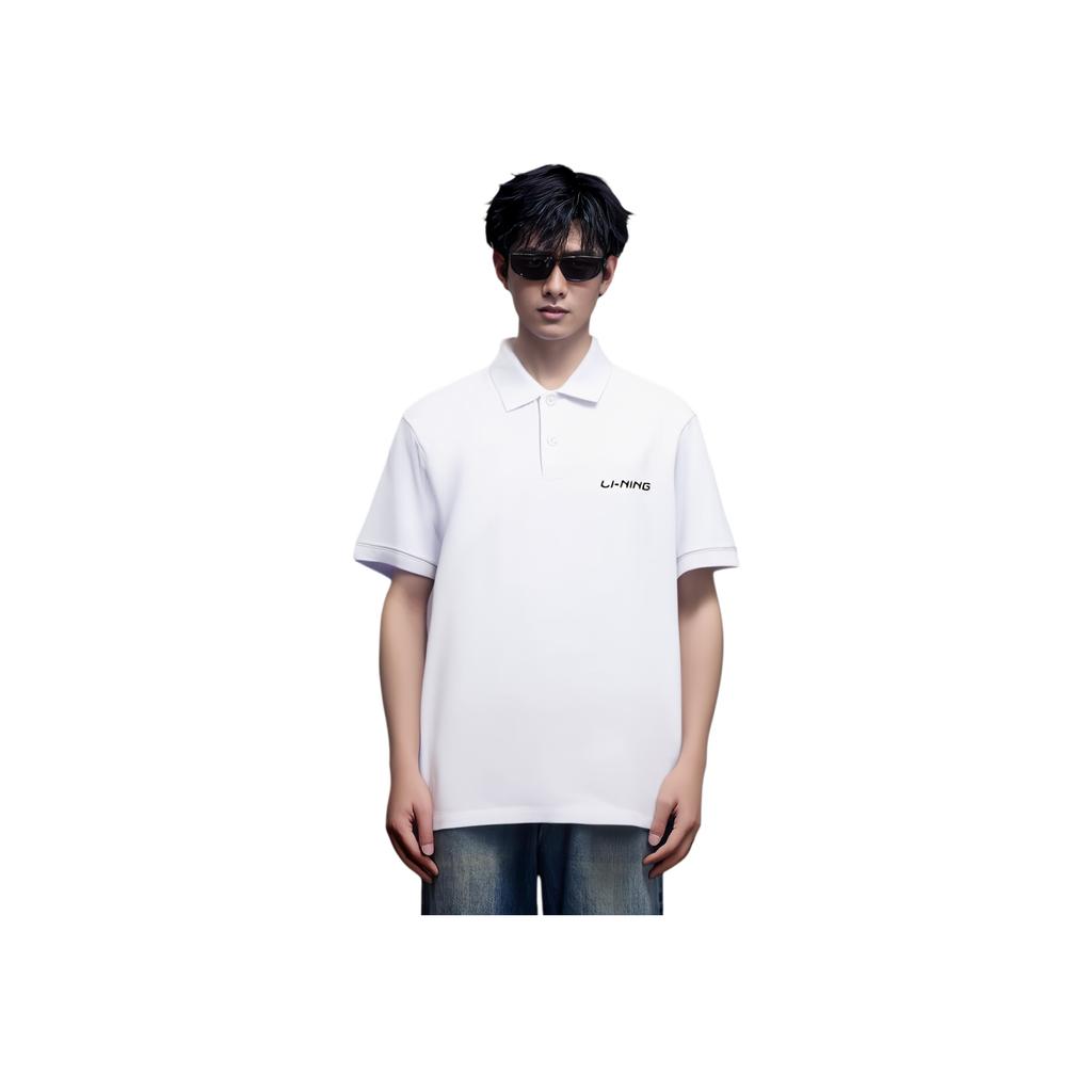 Li Ning Table Tennis Series Solid Color Versatile Comfortable Short Sleeve Polo Shirt Unisex Polo Shirts White APLV545-2