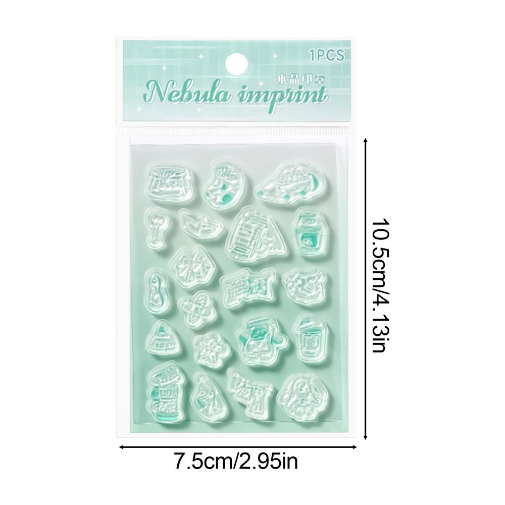

Clear Silicone Stamps Silicone Cute Clear Decor With Acrylic Handle Reading Journal Supplies For Books Making Binding Notebook зелений