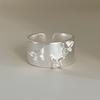 Simple Tibetan Silver Butterfly Ring Matte Light Adjustable Finger Geometric Ring 3D Silver Ring Party Birthday Gift