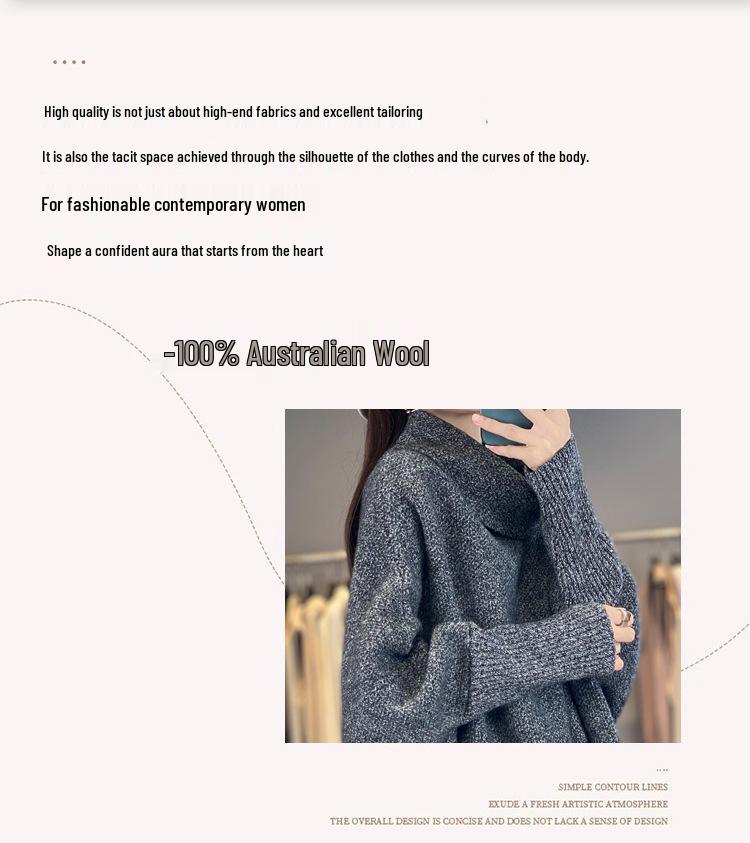 2025 Women's Cashmere Batwing Sleeve Cardigan - High Neck Wool Knitted Loose Sweater
