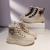 Wysokie, duże bawełniane buty dla kobiet na zimę, nowe, na grubej podeszwie, podwyższające, sportowe buty typu dad, ocieplane i pogrubione śniegowce dla kobiet