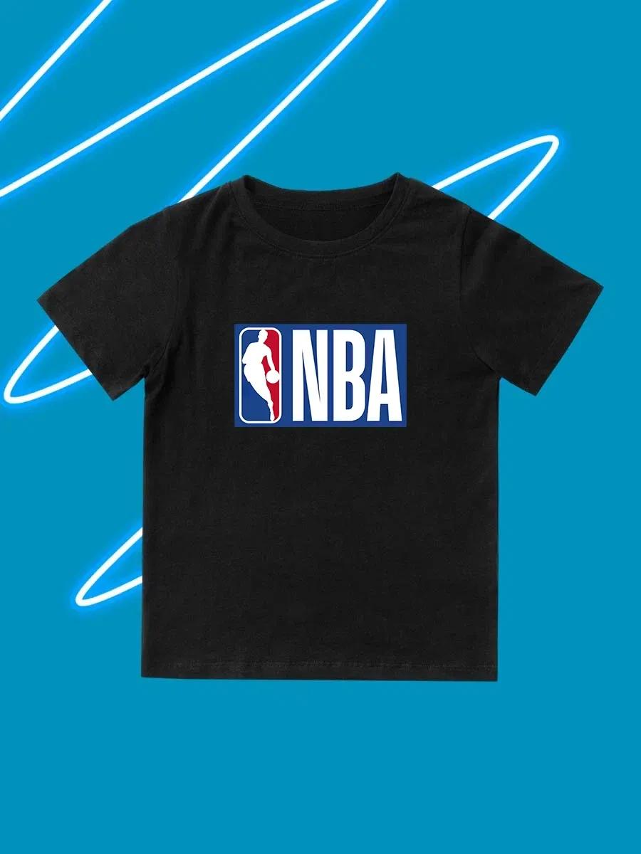 Детские топы с круглым вырезом, принтом, коротким рукавом, NBA 150