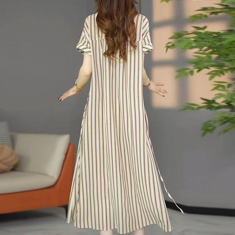 Elegant Summer 2026 Slimming Striped Long Dress