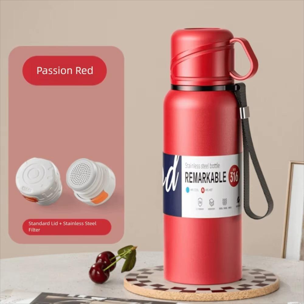316 Stainless Steel Double-Cover Thermos Cup Large Capacity Insulated Cup  Men Women