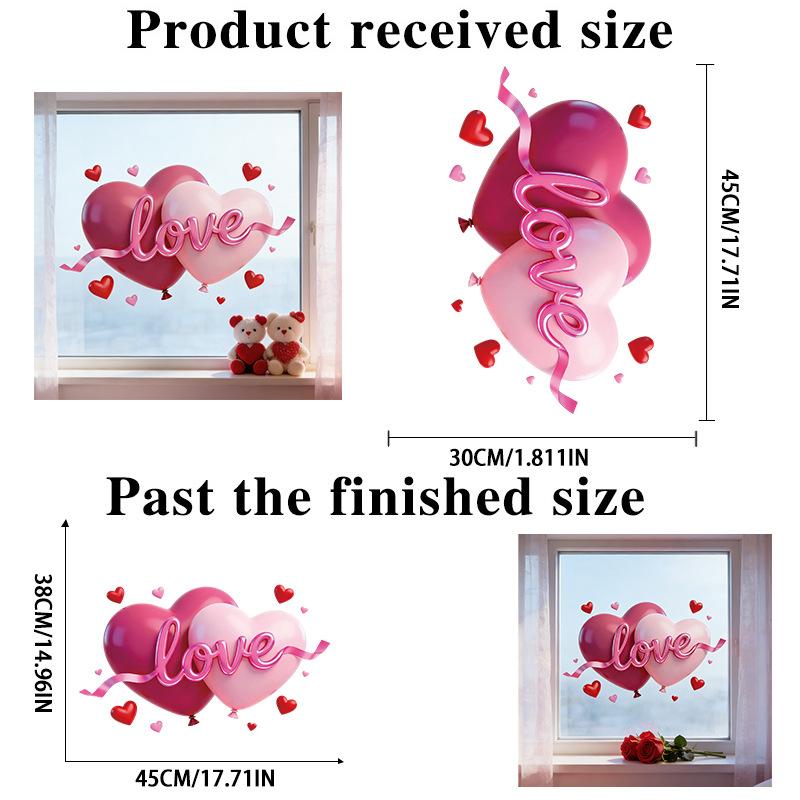 

Valentine s Day Atmosphere Decor Stickers Heart-shaped Romantic Sweetheart Balloon Stickers For Glass Windows Display Windows