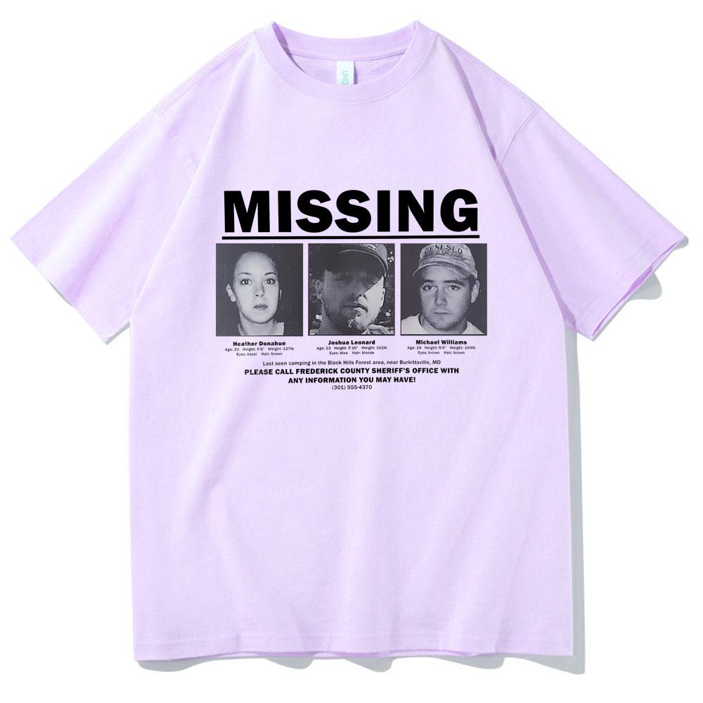 Suspense Horror Movie The Blair Witch Project Missing Mugshot Tshirt Men Women Fashion Vintage Tshirt Male Pure Cotton T Shirts
