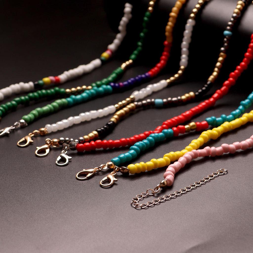 Colorful Rice Bead Necklace with Butterfly & Starfish Charms
