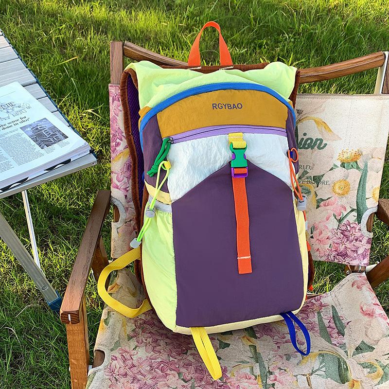 2025 summer foreign style color matching waterproof outdoor backpack women's lightweight travel backpack trend large capacity backpack