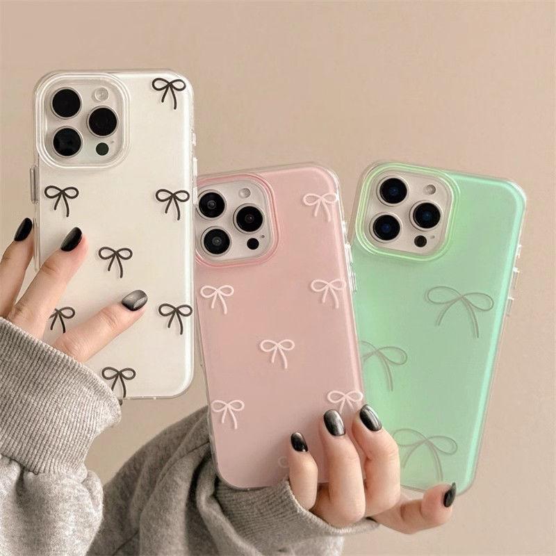 ins bow iPhone17promax mobile phone case is suitable for Apple 16promax white background imd case 13 girls