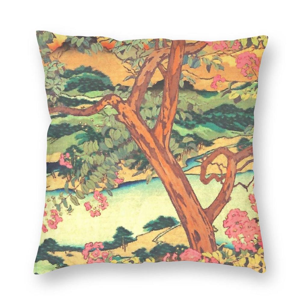 View In Gueniji Ukiyoe Pillowcase Polyester Linen Velvet Pattern Zip Decorative Pillow Case Room Cushion Case