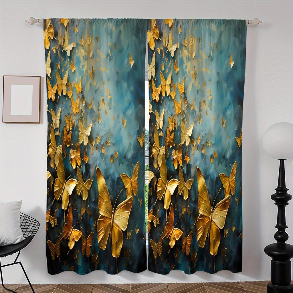 2-teiliges Set Elegante Marmoroptik Frau Digitaldruck Vorhänge Stangentasche für Wohnzimmer Schlafzimmer Fenster Klassische Heimdekoration