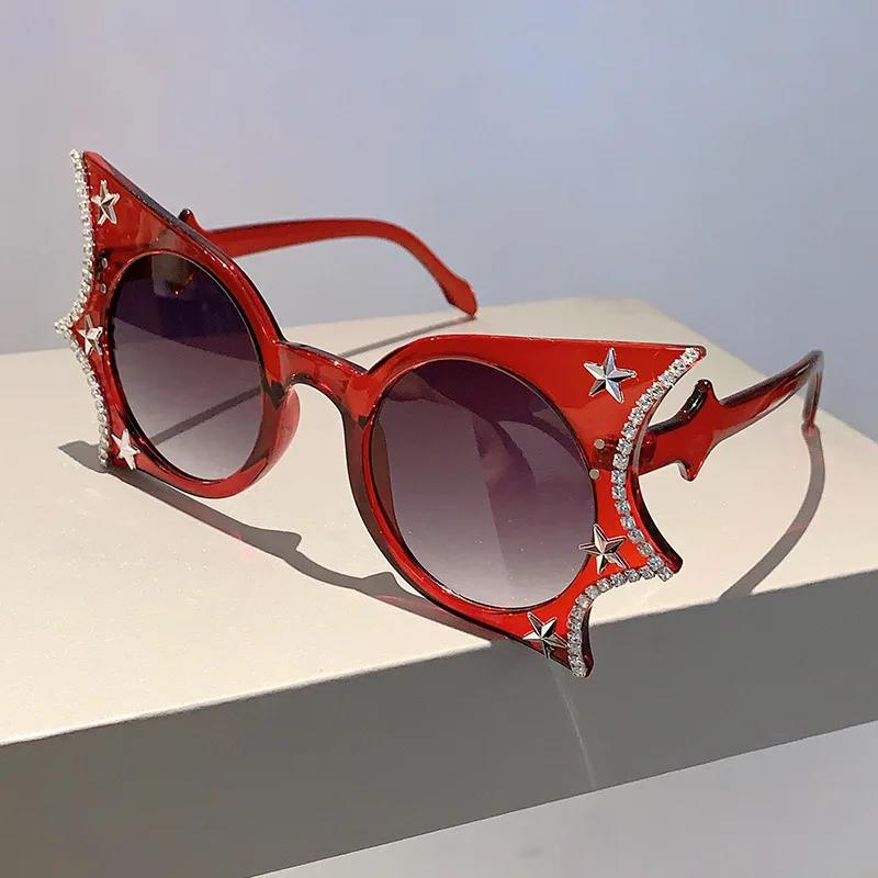 Fashion Vintage Diamond Bat Sunglasses Women For Men Sun Glasses Punk Star Luxury Brand Designer Halloween Party Shades UV400
