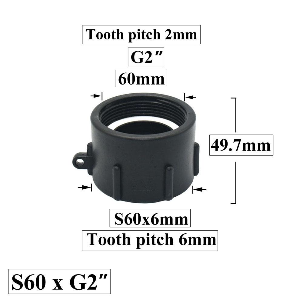 S60 To 1.5" 2" 63/75/80/100mm Thread IBC Tank Adapter Connector Garden Ton Barrel Connect Faucet 1000 Liter IBC Tank Fitting