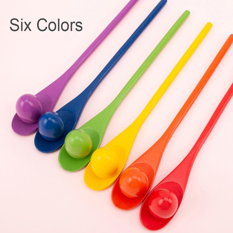 Montessori Rainbow Wooden Spoon Sensory Toy Color Matching Balance Game Kid Early Educational Wooden Toy Preschool Teaching Aids