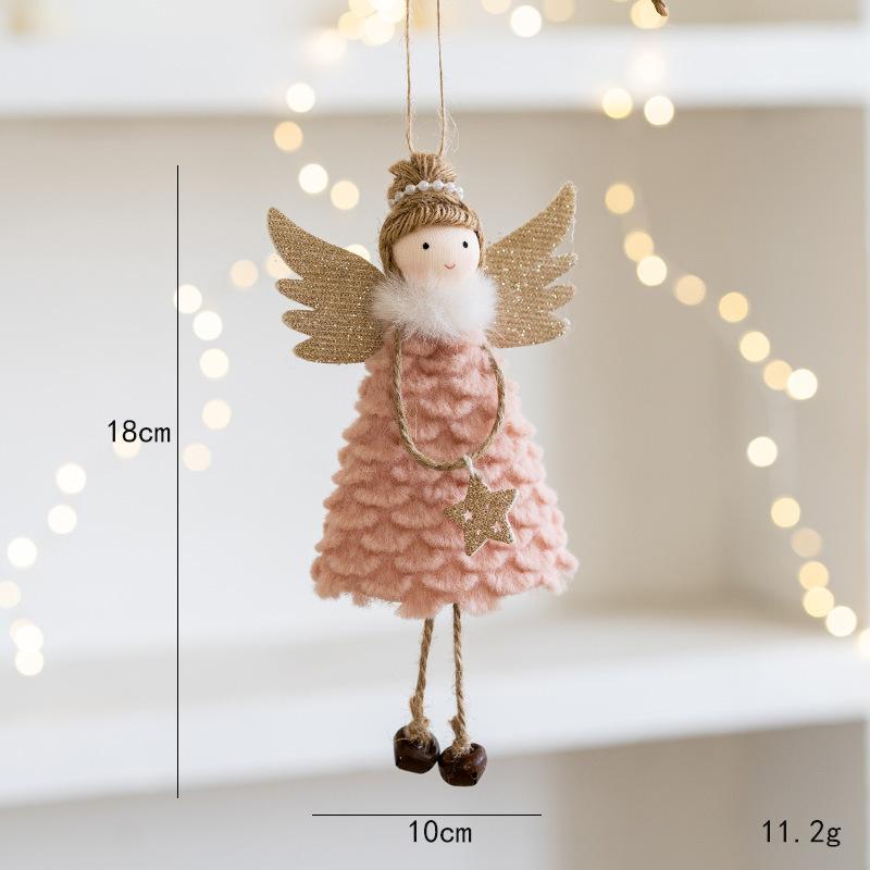 Christmas Decoration Ideas Angel Girl Doll Ornament with Wings Hanging Bells and Legs for Xmas Tree Decor christmas tree home