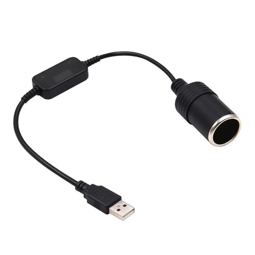 

HEJINYUN Гнездо прикуривателя, Адаптер-преобразователь USB для прикуривателя, USB-порт, 12 В, Автомобильный шнур-адаптер для преобразования гнезда, 30 см, Черный (1 Пи