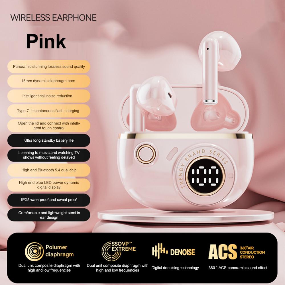 

Беспроводные наушники Bluetooth 5.4 Мини-игровые наушники Светодиодный дисплей Наушники с шумоподавлением Hi-Fi стереонаушники