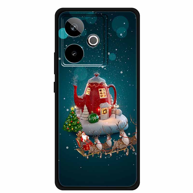 Christmas Cover For Realme GT7 GT 7 7T Case Black Silicone Cases for Realme GT 7T Cartoon Santa Claus Christmas Tree Back Cover