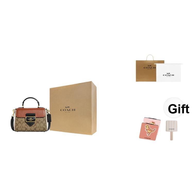 Coach Morgan 21 Classic Monogram Flap Closure Shoulder Bag Women Shoulder Bag Brown Rust CE569-IME7V