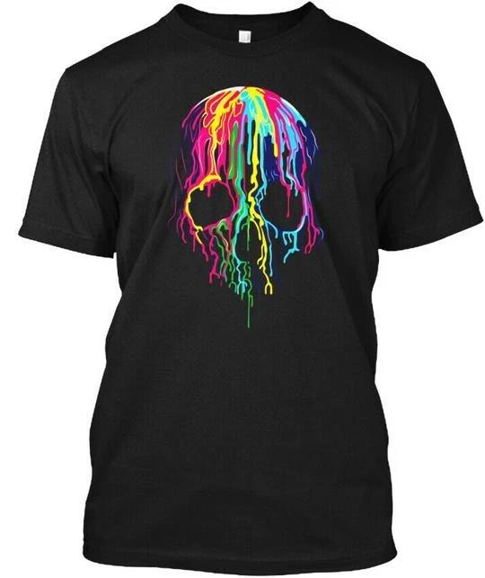 Colorful Melting Skull Art Graphic Hallo T shirt Made in the USA Size S to 5XL S