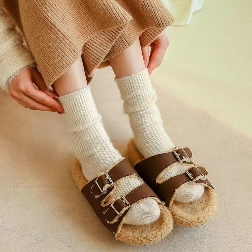 Thick Fuzzy Wool Socks Cashmere Long Socks Fashion Winter Warm Velvet Socks  For Women