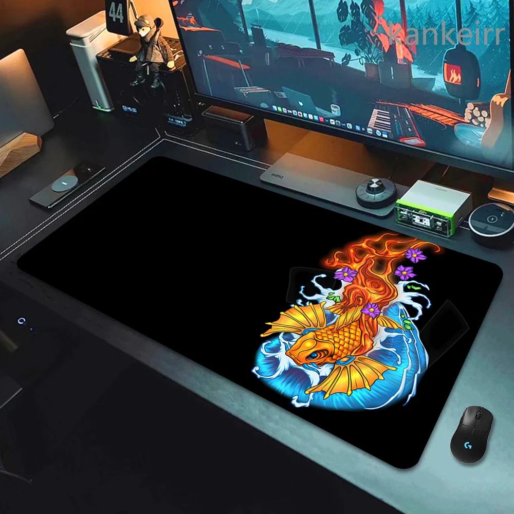 Gaming Mouse Pads Koi Taichi Neutral Table Mats Computer Mousepad Company Big Deskmat 90x40 Large Gamer Mousepads Fish Mouse Mat