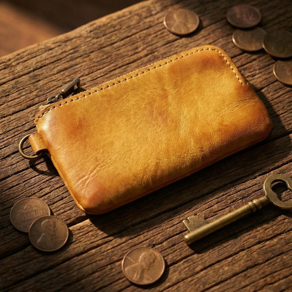 Coin Purse for Men,Change Pouch for Men,Genuine Leather Mens Tray Purses Coin Purse Cash Wallet Key Holder Money Pouch