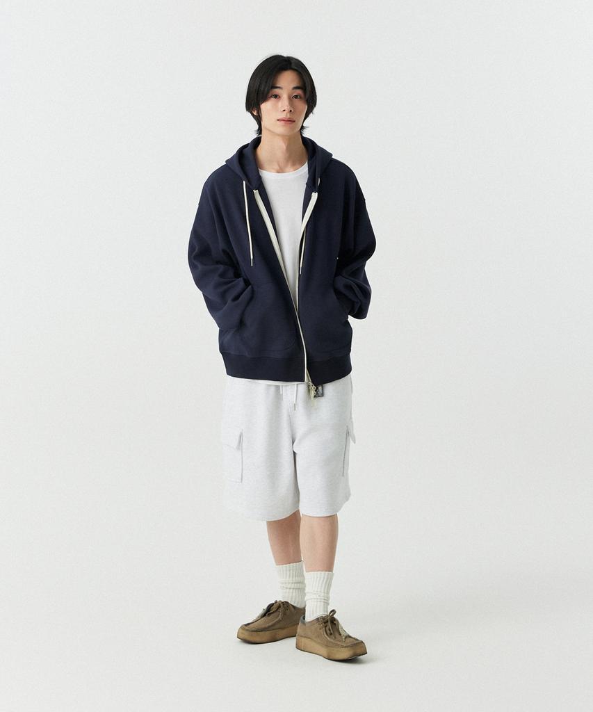 Stends [M~4Xl] Waffle Two-Way Zip-Up Hoodie_Navy
