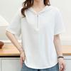Navava Women Casual Daily Half Zip Lace Hoodie ShorT Sleeve T shirT nT3400