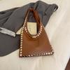 Rivet One Shoulder Underarm Bag Fashion Motorcycle Style Large Capacity Casual Tote Bag