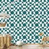 Wallpaper Casual Checkerboard Turquoise, White and Light Gray 50x1000