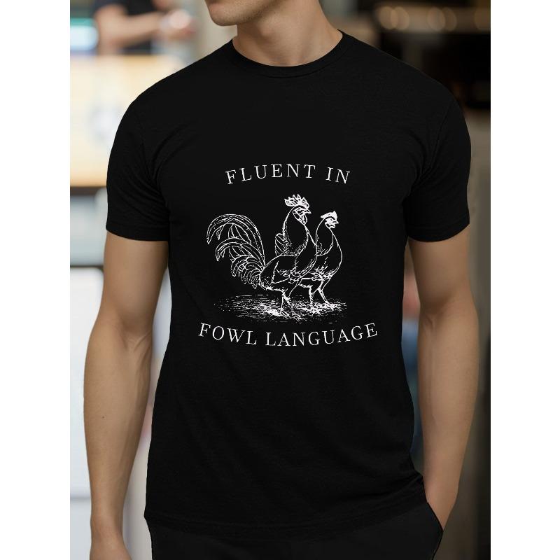 Европейские размеры, Принт «Свободно на птичьем языке», Мужская футболка с круглым вырезом и короткими рукавами, Модная футболка стандартного кроя S чёрный