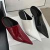 Fashion Red Footwear Slip On Women Stiletto Heels Shoes Mules Female Slides Fashion Pointed Toe Party Wedding Ladies High Heels Shoes