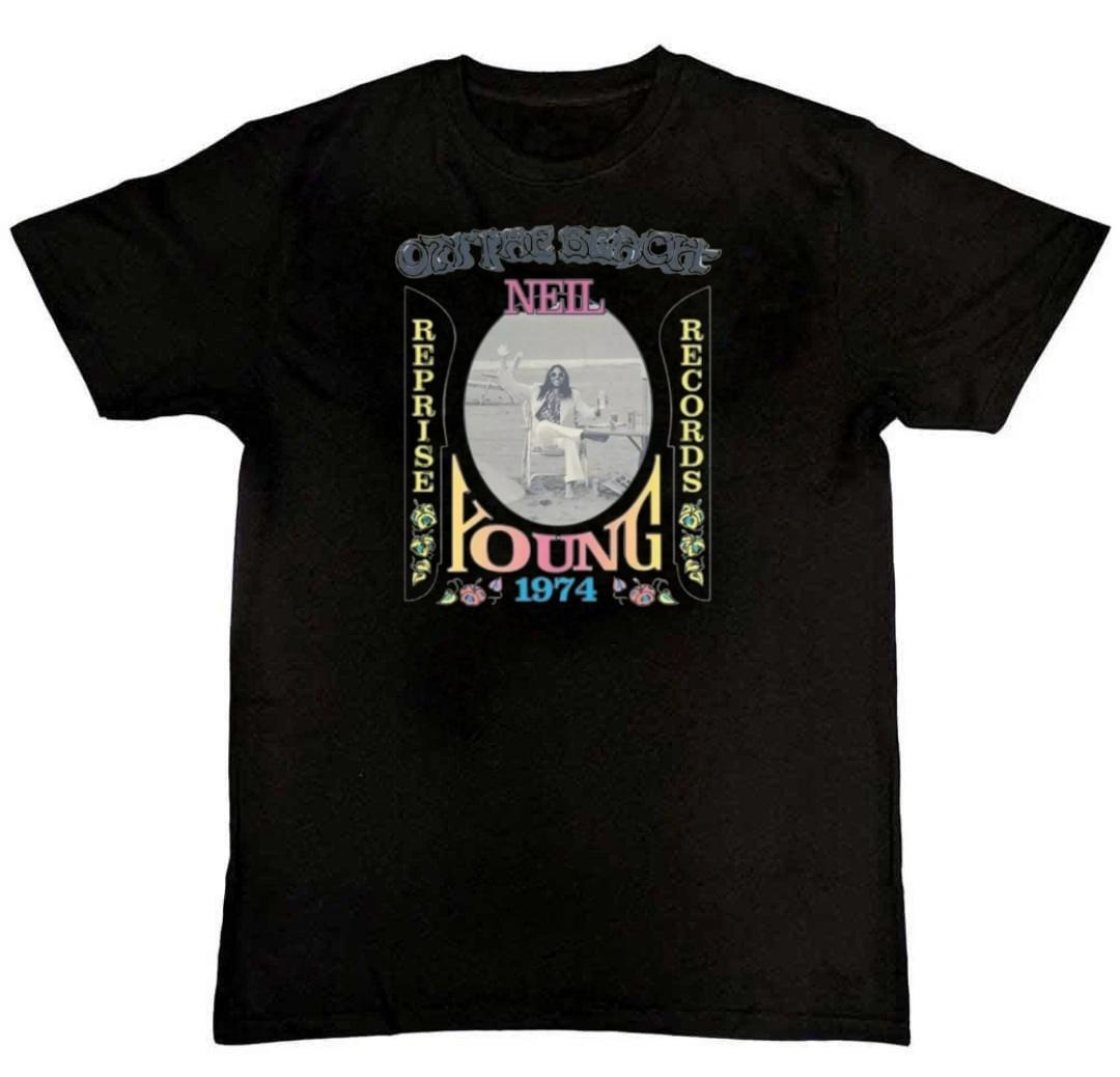 Vintage 1974 Neil Young Graphic Print Mens T-Shirt XL